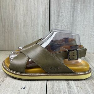 Keen Lana Olive Green Leather Cross Strap Sandals Sling back Shoes Womens Size 7